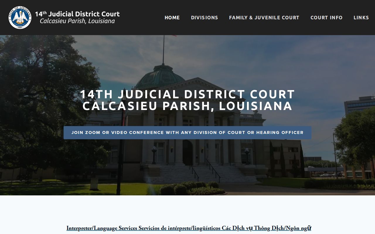 Calcasieu Parish bench warrant courthouse of the 14th Judicial District Court