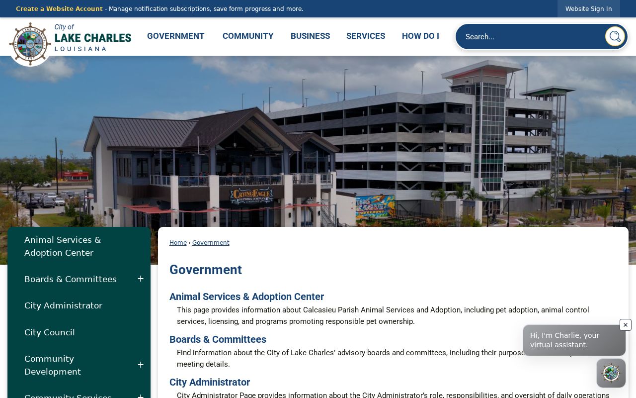 Lake Charles city directory page listing offices tied to Lake Charles warrant records