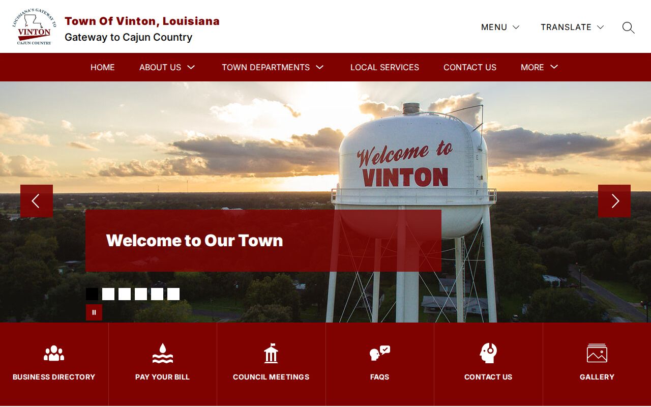 Vinton warrant records: Vinton town hall and city offices page